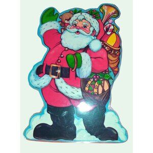 Vintage Mid-Century Santa Claus Double-Sided Laminated Wall Décor By Eureka USA